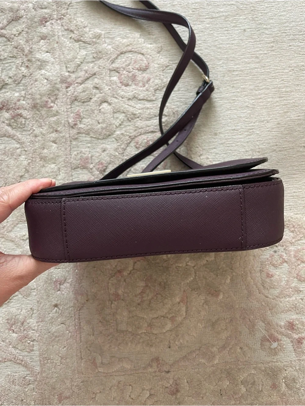 kate spade Laurel Lane Carson plum leather crossbody with gold hardware